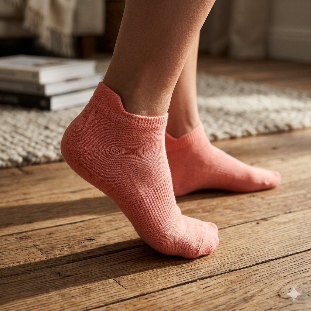 Women Plain Pink Ankle Socks