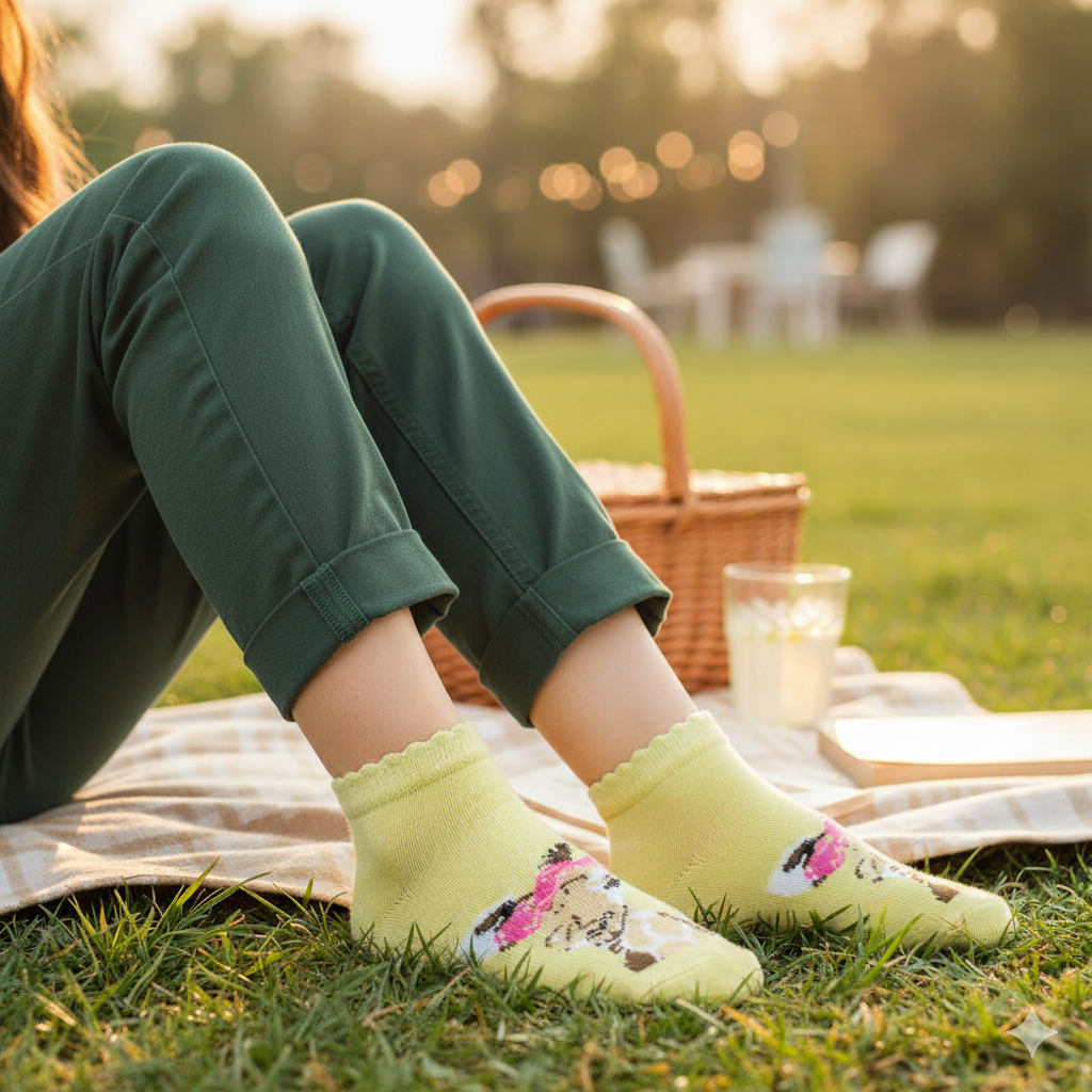 Girly Giraffe Ankle Socks for Girls