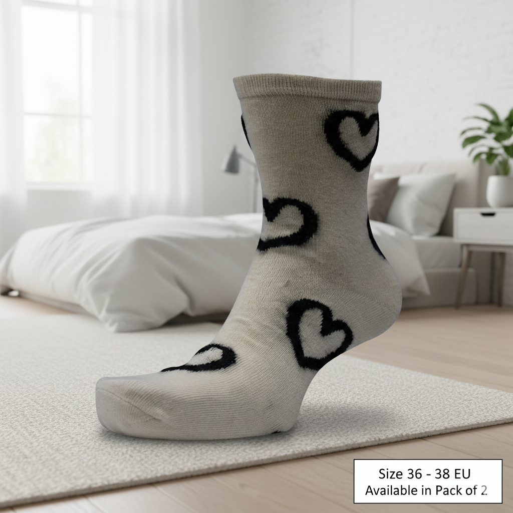 Women Cute Heart Print Crew Socks