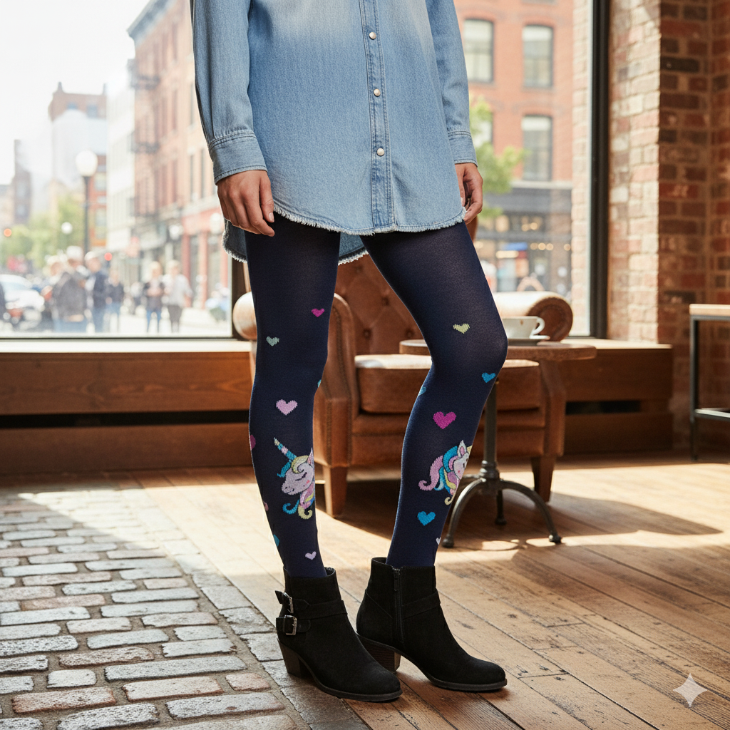 Unicorn Magic & Hearts Tights for Girls (OT)