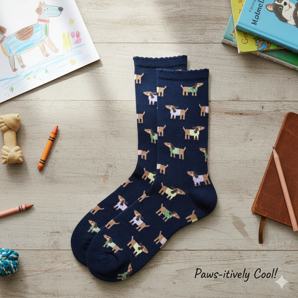 Dogs Print! Girl's Premium Crew Socks