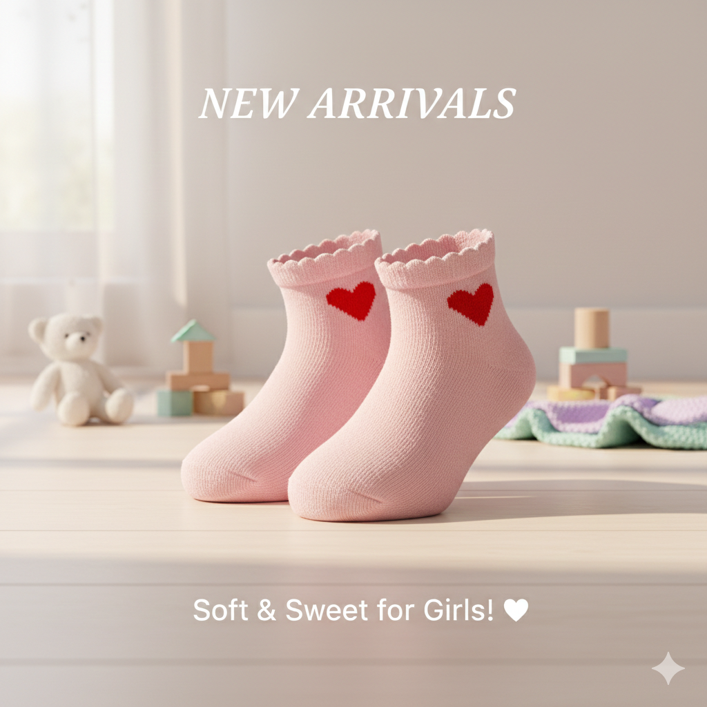 Heart Ruffle Trim Ankle Girls Socks