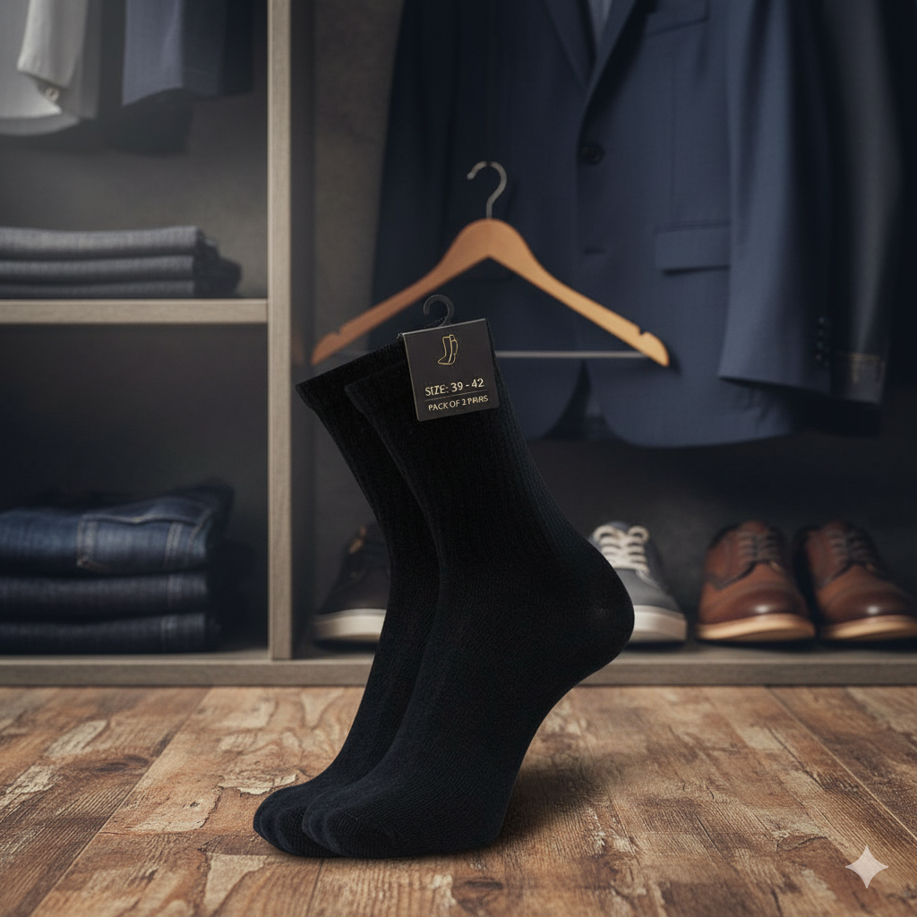 Ultimate Comfort Men Black Crew Socks