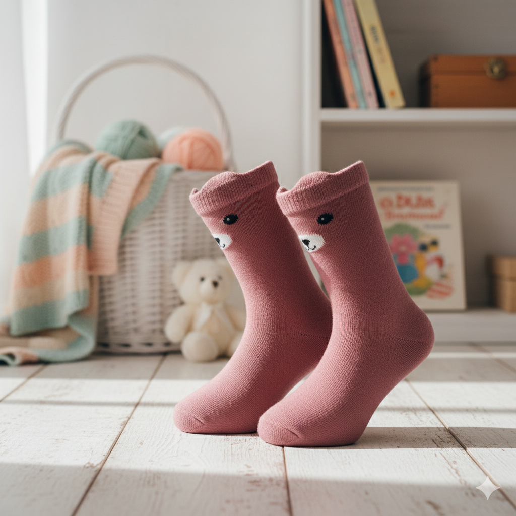 Adorable 3D Ear Bear Girls' Socks