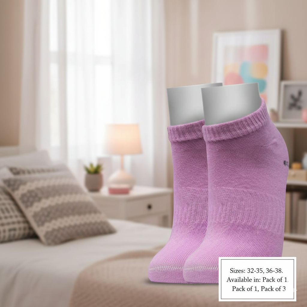 Cute Pink Plain Ankle Socks | For Girls & Women