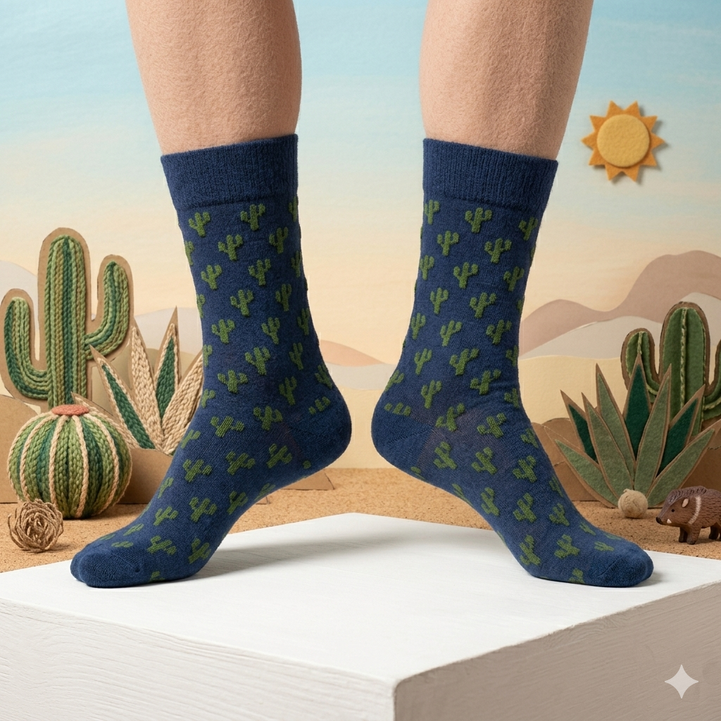 Cactus Print Crew Socks