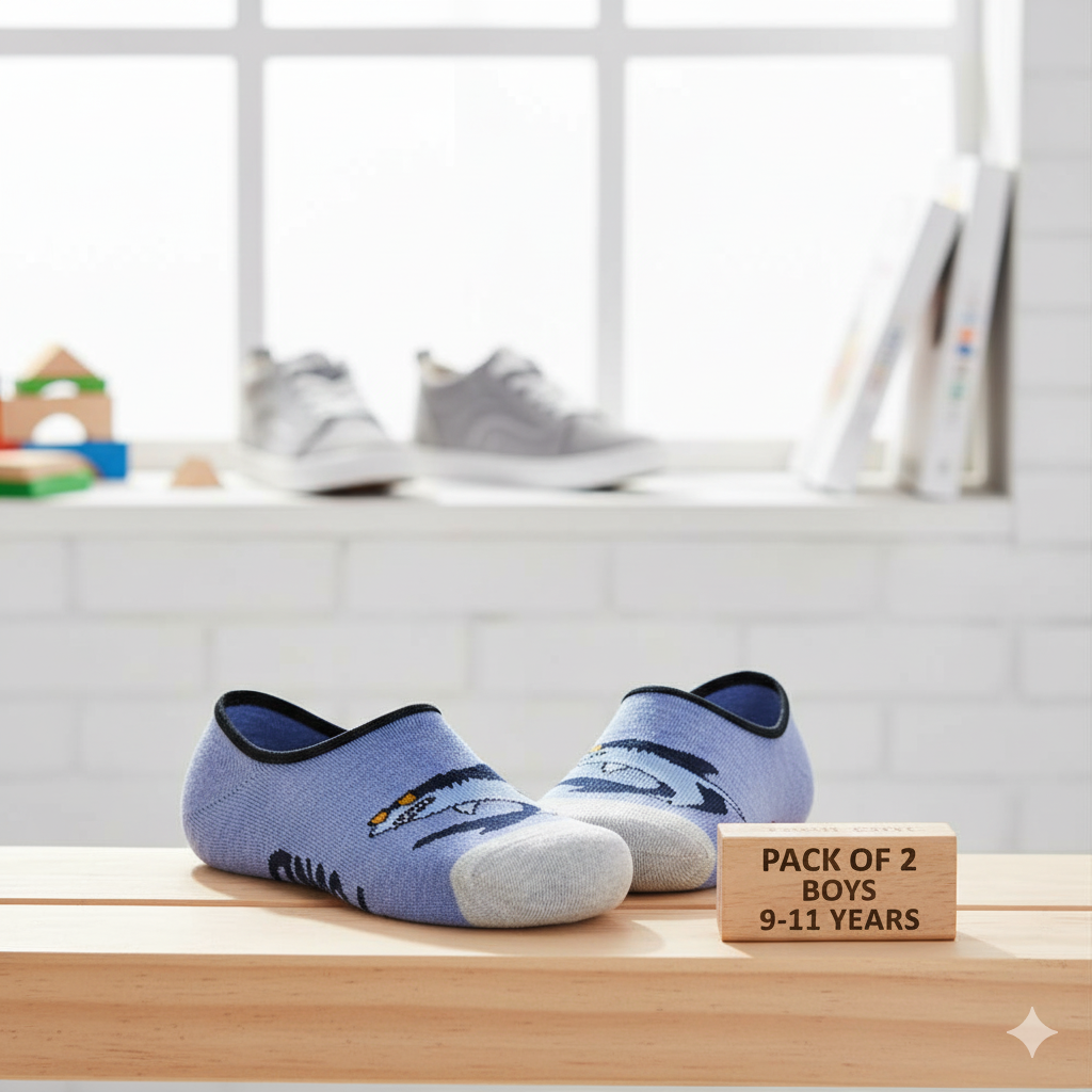 Shark Print Boys Ultra-Comfort No-Show Socks
