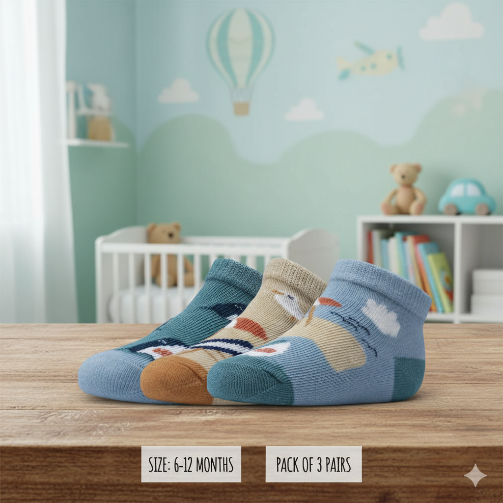 Baby Boy Beach Vibe & Shark Print Socks