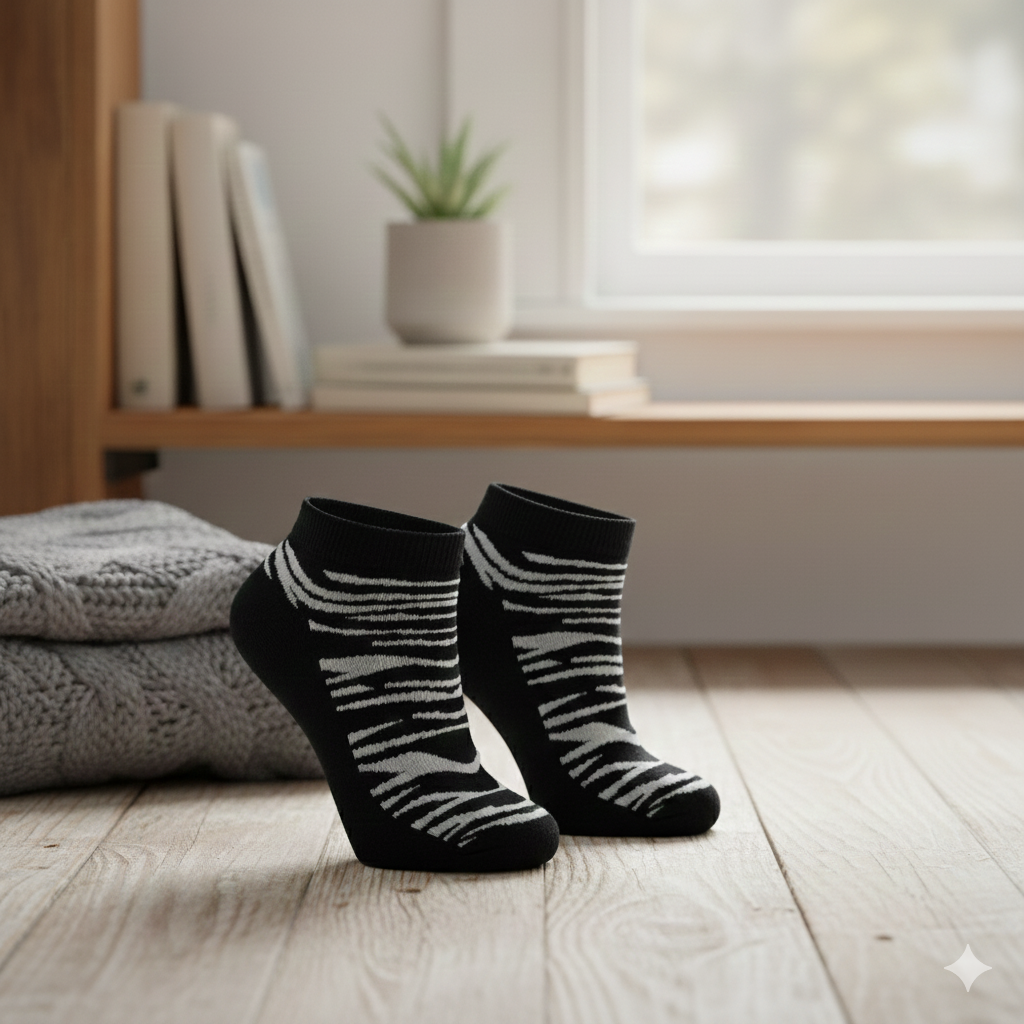 Zebra Print Ankle Socks for Women