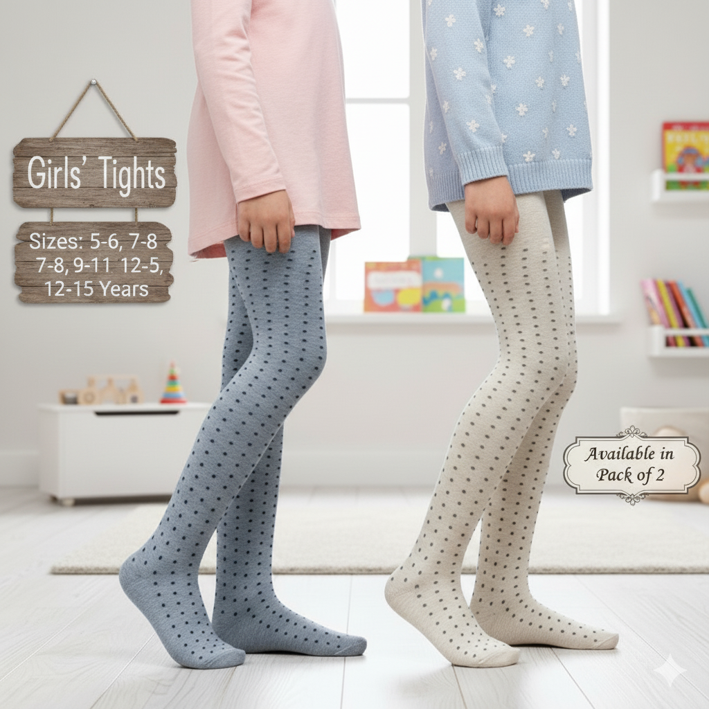 Comfy Polka Dot Design Girls Tights (CJ)