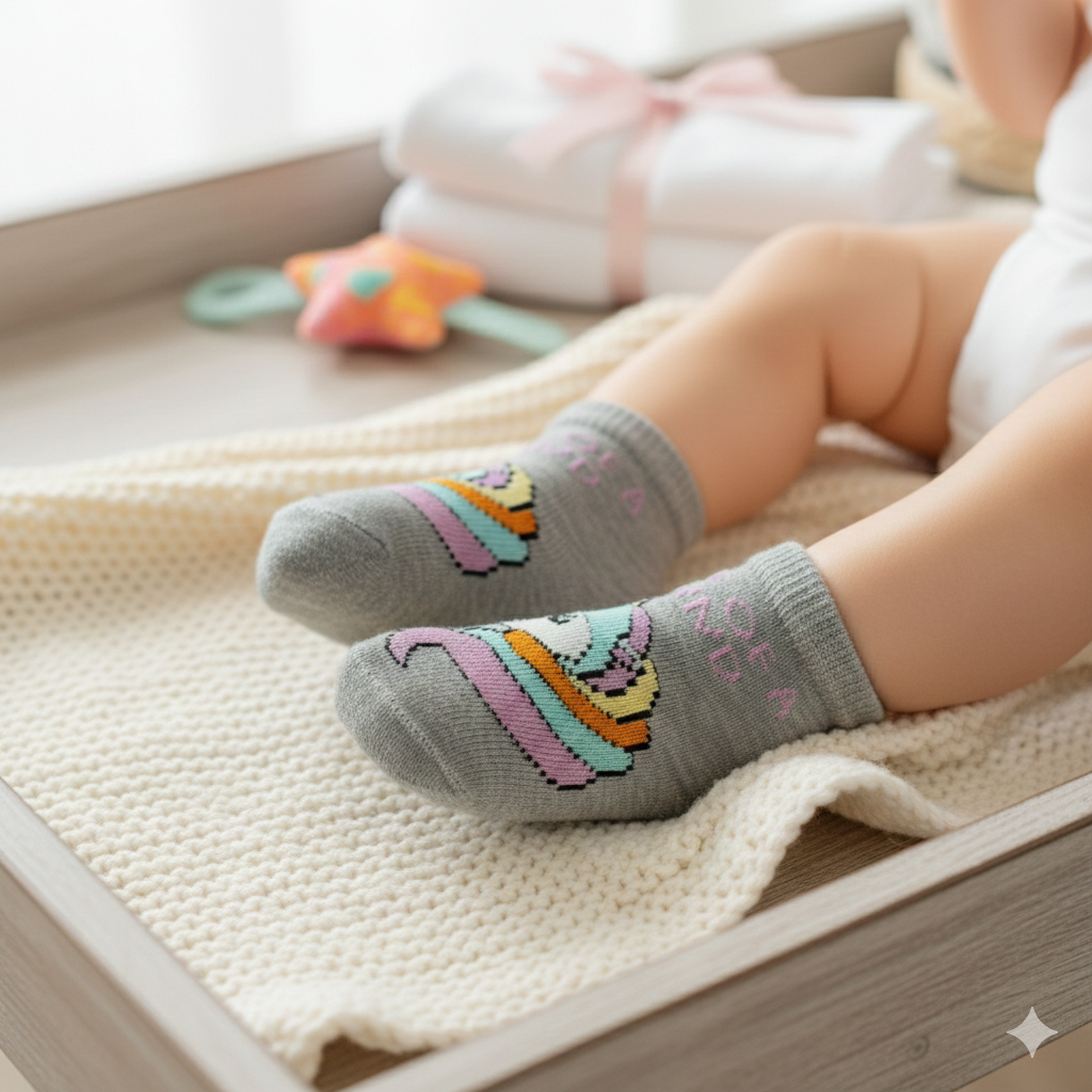 Baby Girl Unicorn Grey Socks