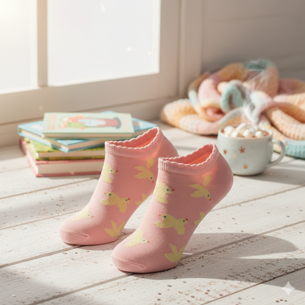 Girls Bird Print Ankle Socks