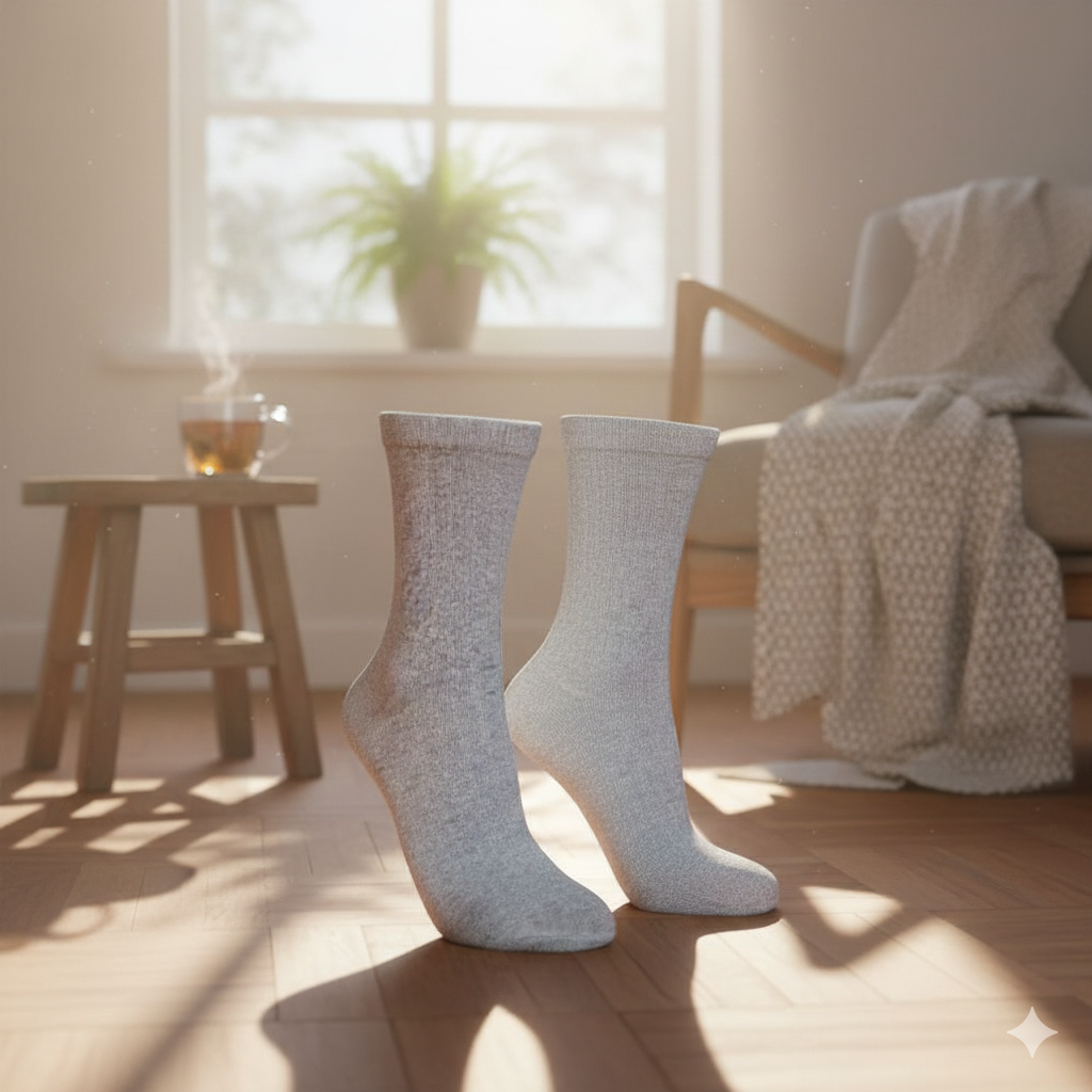 Girls Premium Grey Ribbed Crew Socks