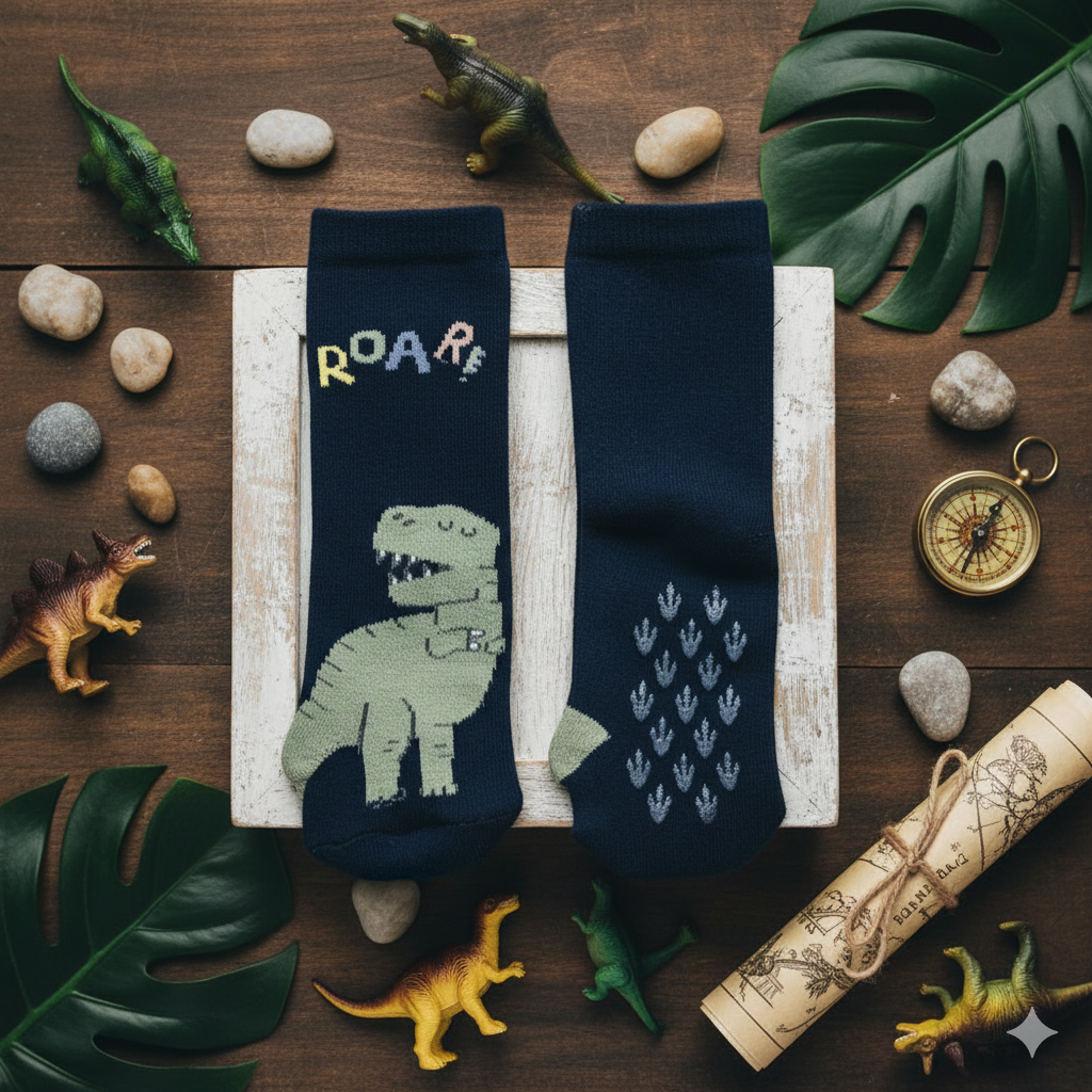 ROAR! Dino Print Anti-Slip Socks for Baby Boys