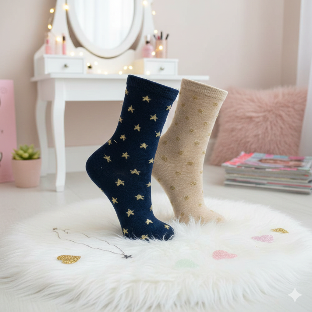 Girls Lurix Star & Polka Dot Socks