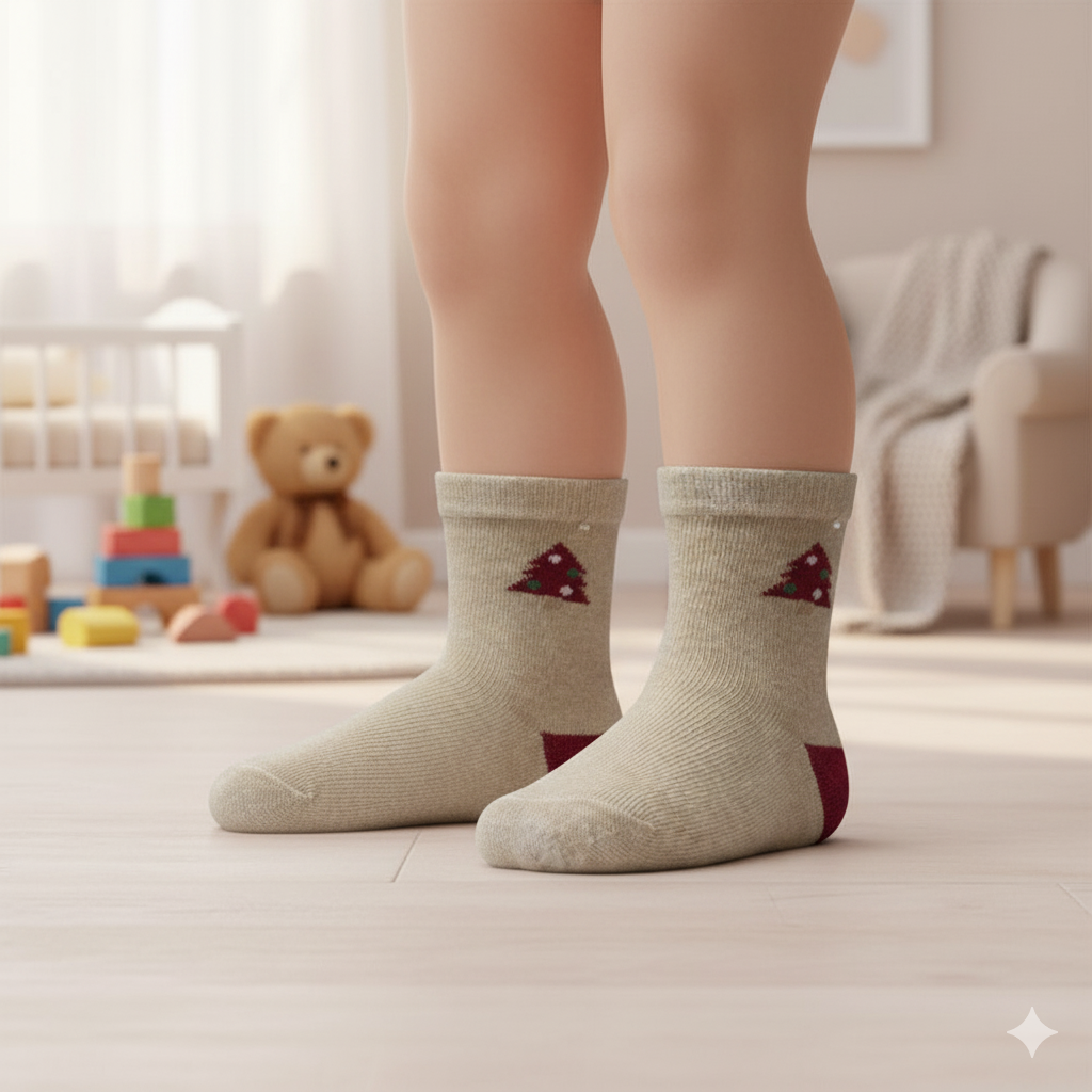 Toddler Cozy Tree Print Crew Socks