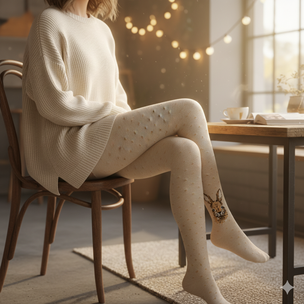 Chic Polka Dot Bunny Tights for Girls (OT)