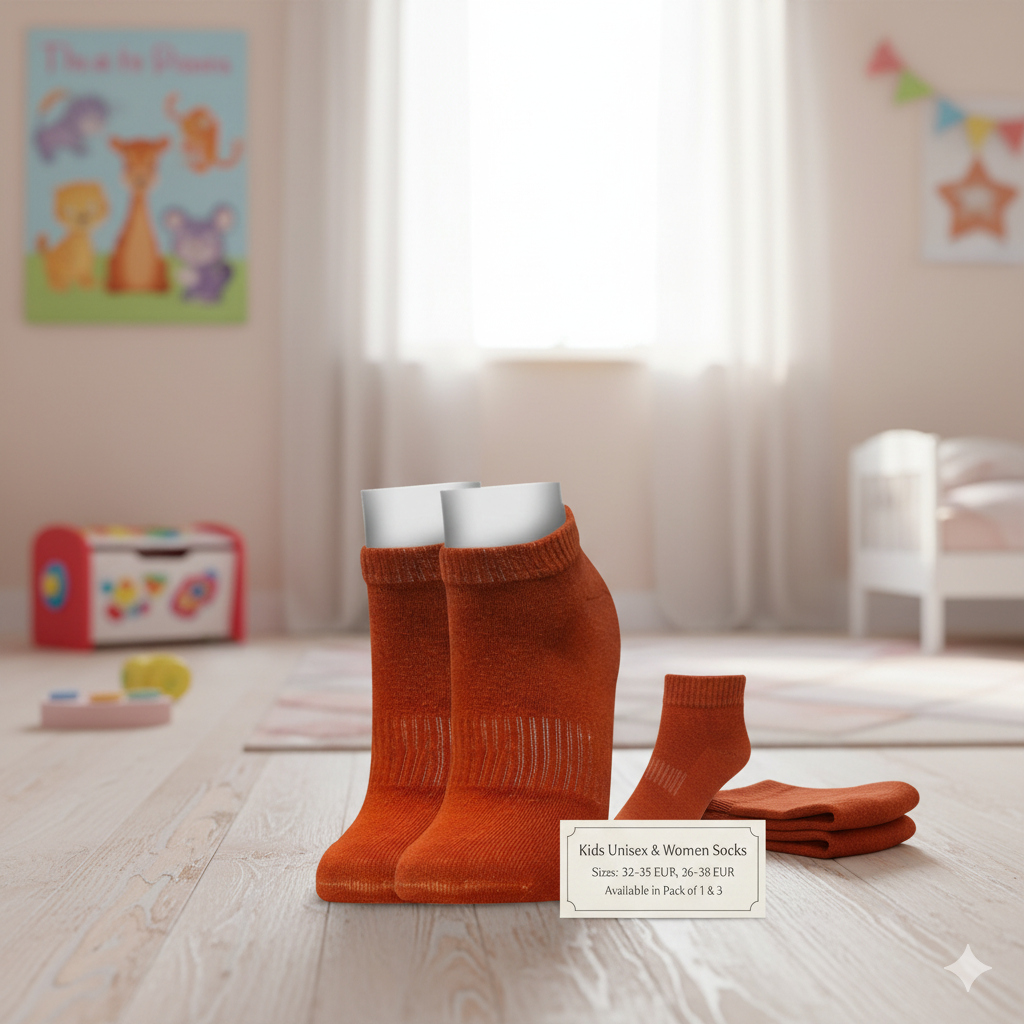 Kids Unisex & Women Solid Orange Ankle Socks