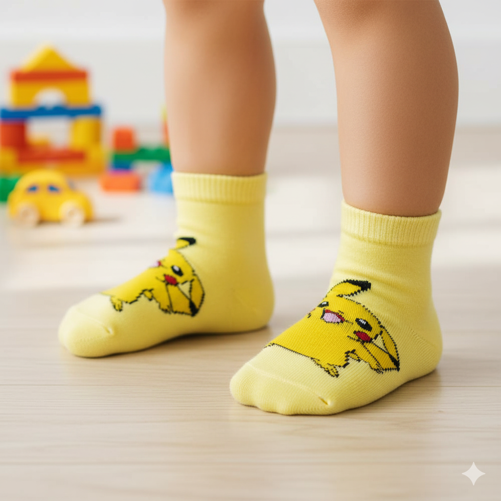 Pikachu Print Toddler Ankle Socks