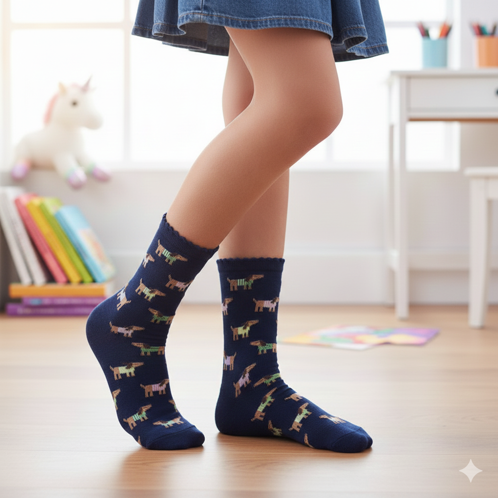 Dogs Print! Girl's Premium Crew Socks