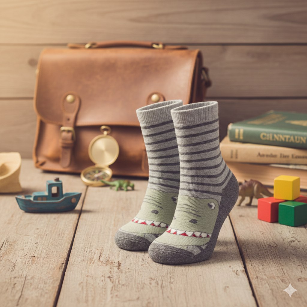 Boys Dino Print Grip Socks