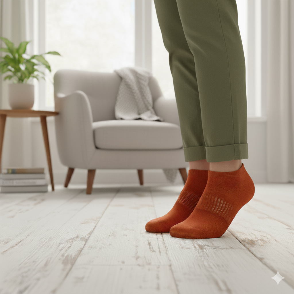 Kids Unisex & Women Solid Orange Ankle Socks