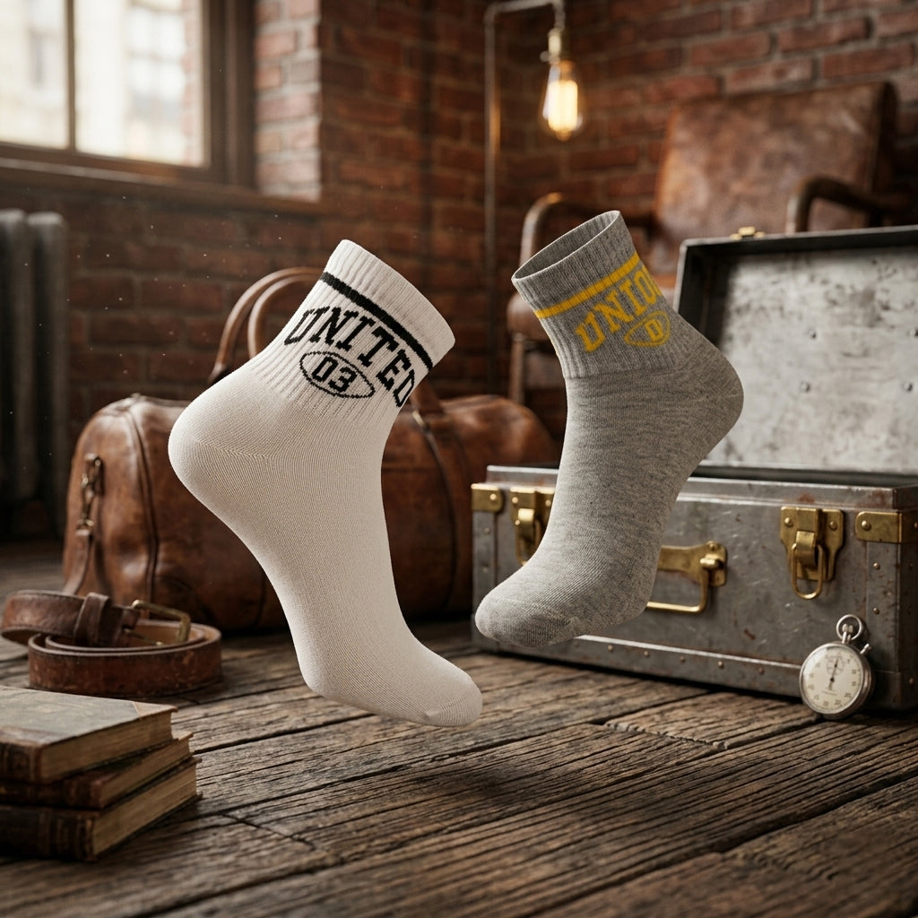 Retro Collegiate "UNITED 03" Mid-Crew Socks