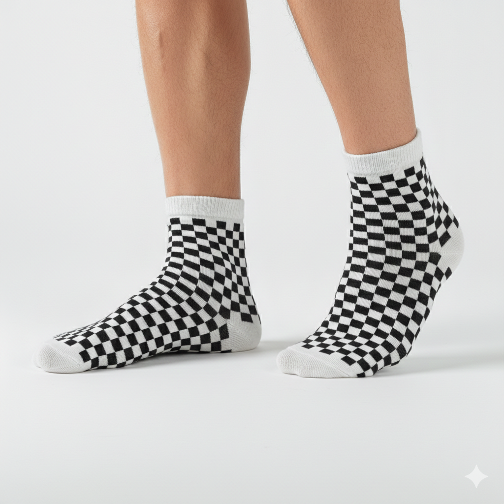 Unisex Retro Checkered Crew Socks