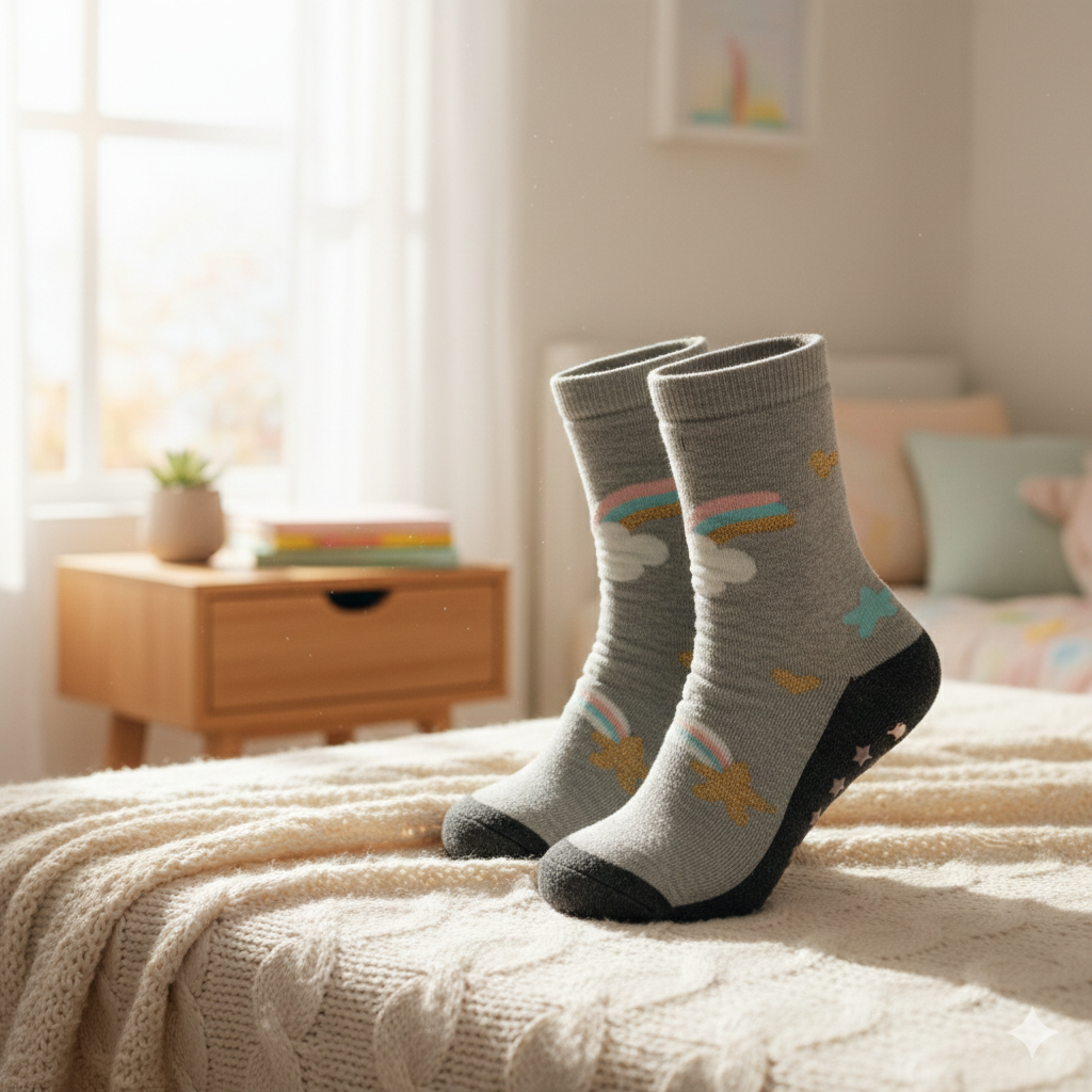 Girl Rainbow & Star Sparkle Grip Socks