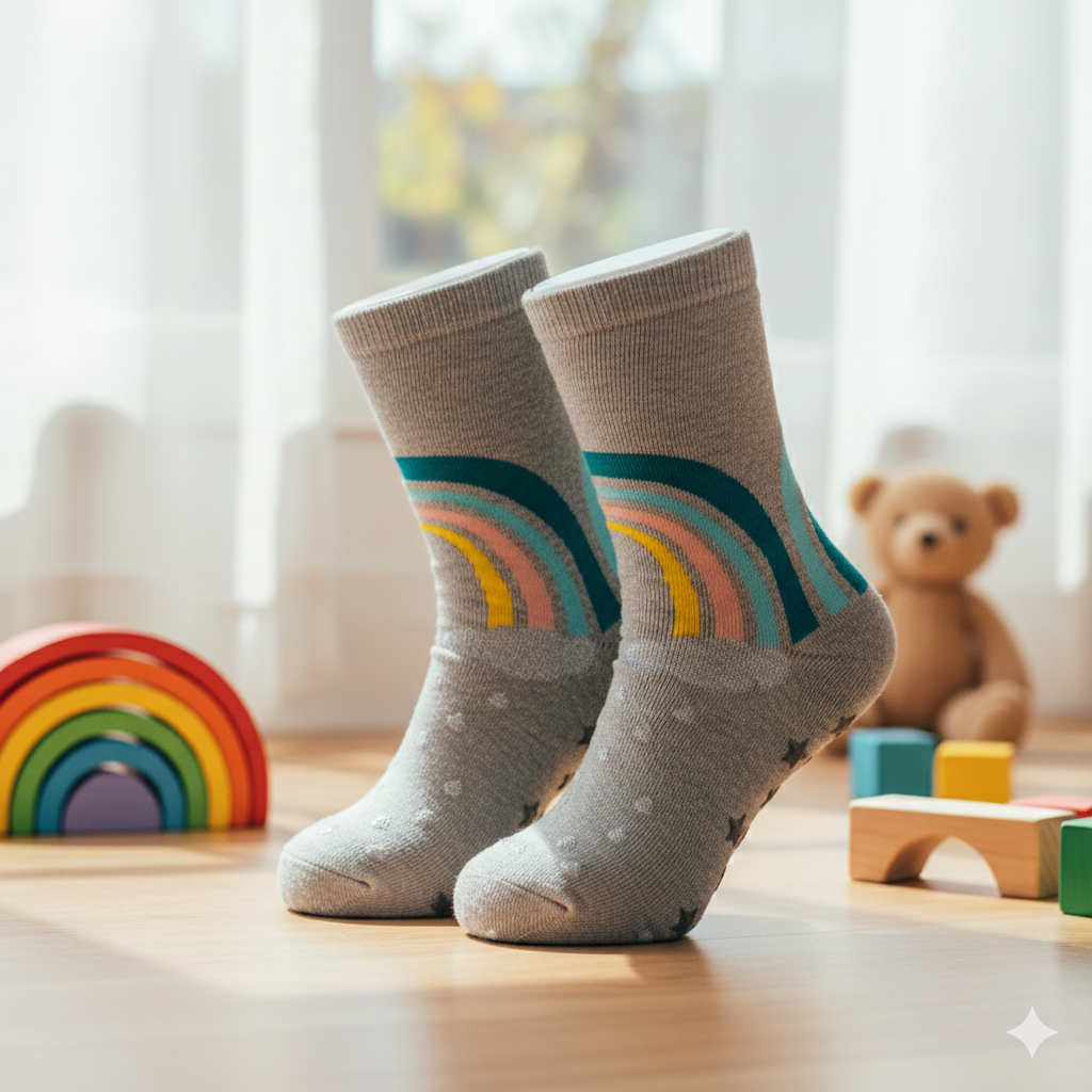 Girls' Rainbow Anti-Slip Crew Socks