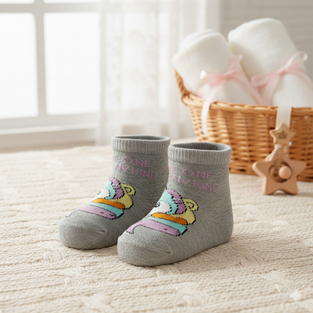 Baby Girl Unicorn Grey Socks
