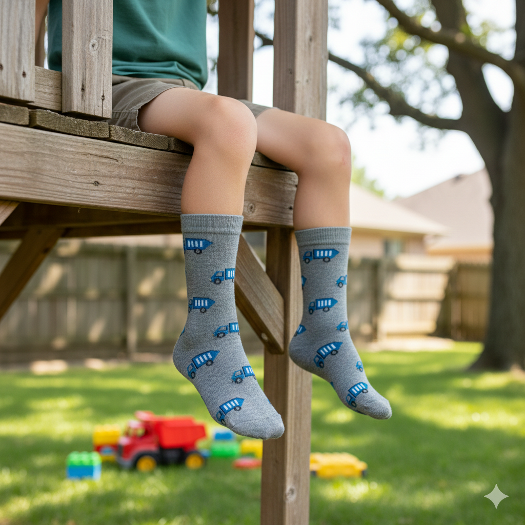 Boys Blue Truck Pattern Socks