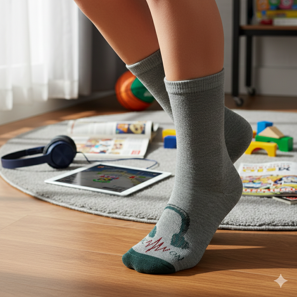 Boys’ "Music On" Pattern Crew Socks