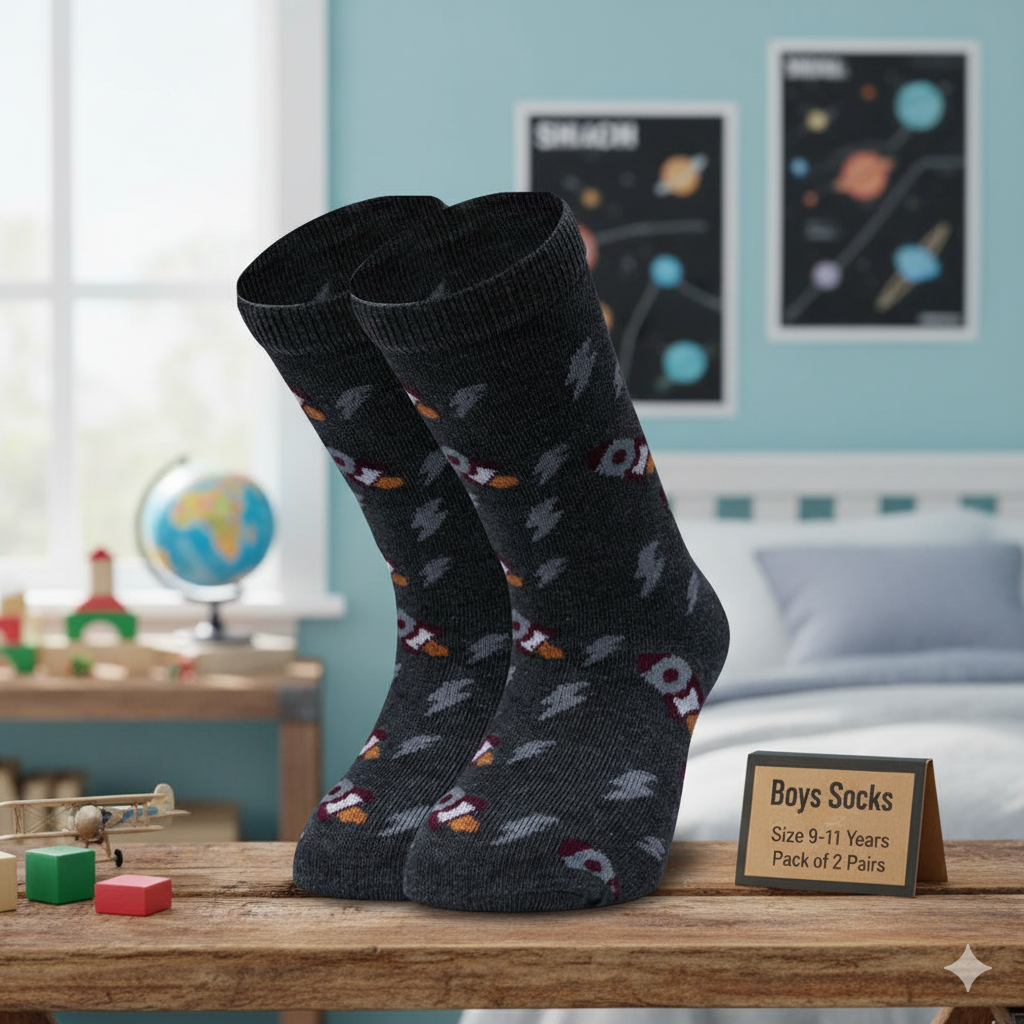 Boys Space Rocket Crew Socks