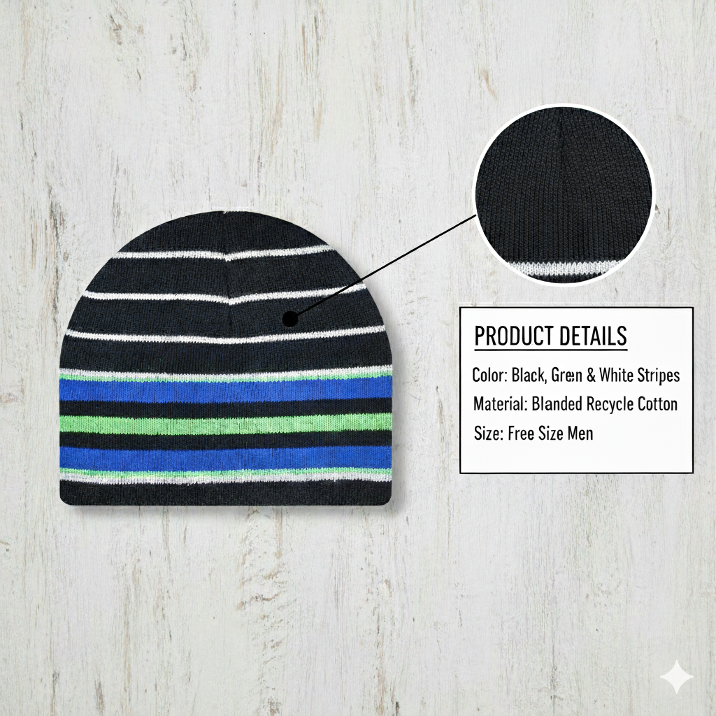 Men Athleisure Striped Beanie Cap (RG)