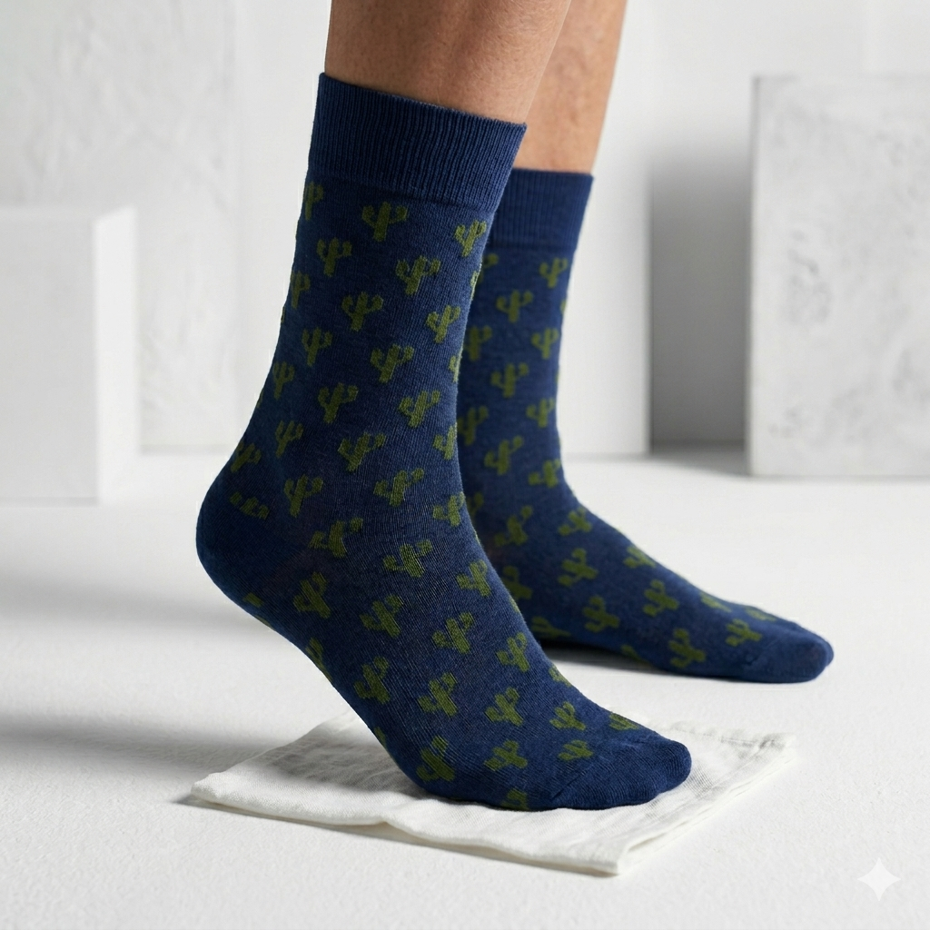 Cactus Print Crew Socks