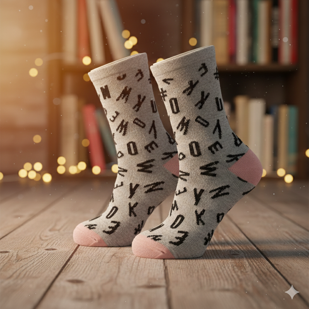 Girls Alphabet Print Crew Socks