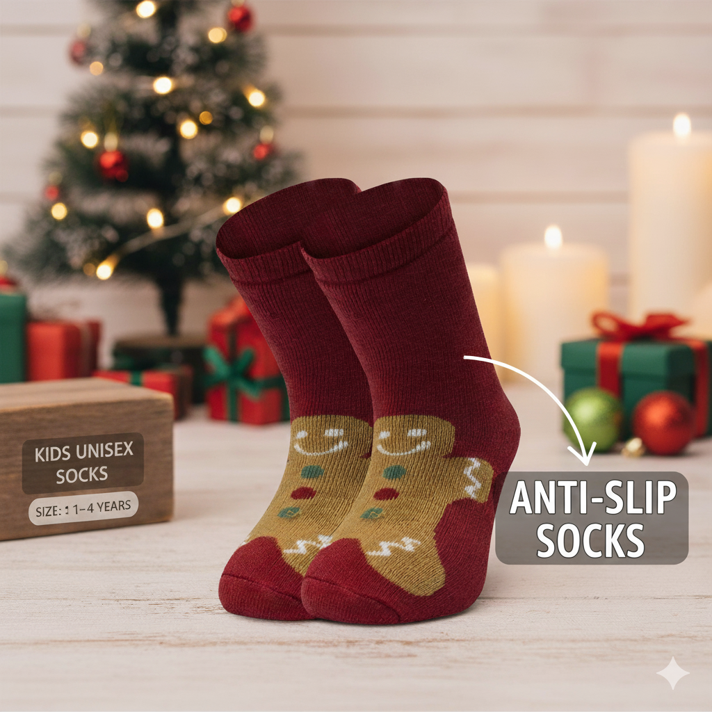 Gingerbread Man Kids Anti-Slip Socks