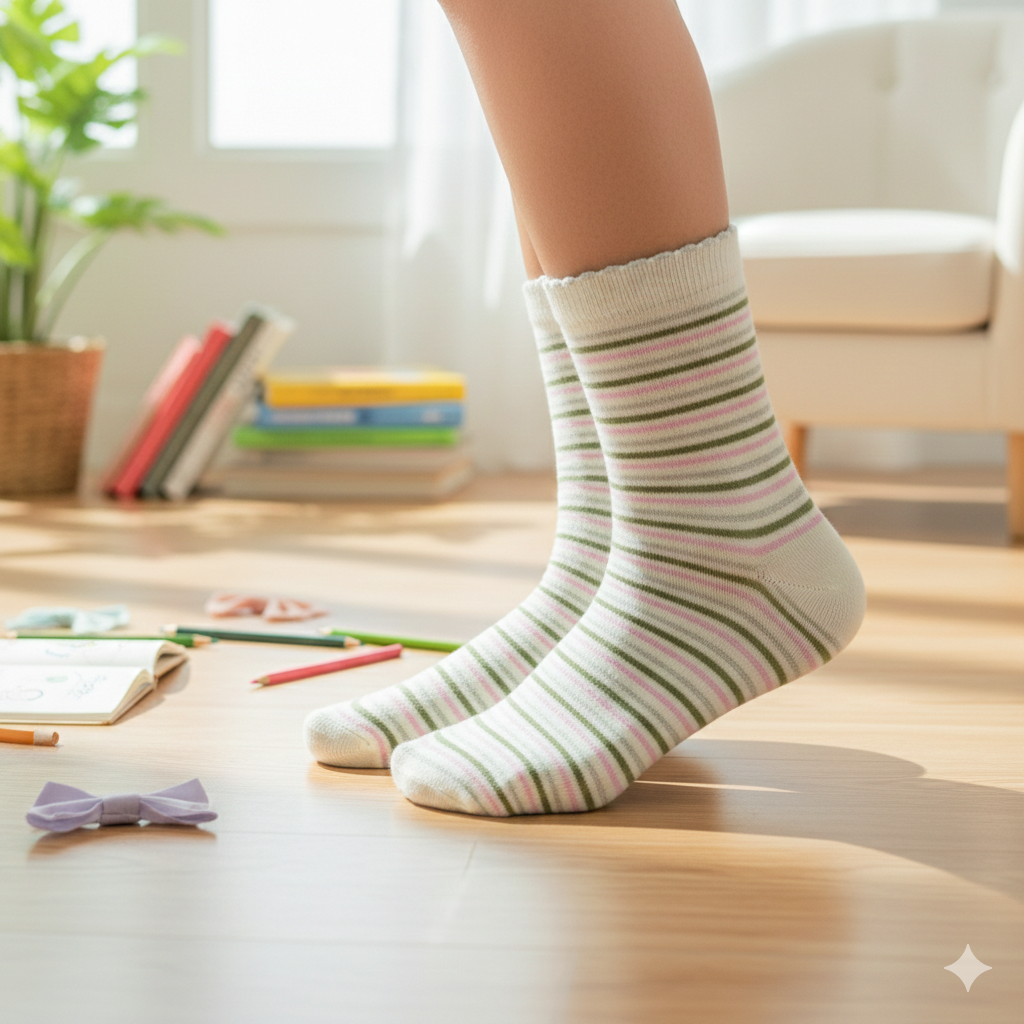 Girls' Sparkle Stripe Crew Socks