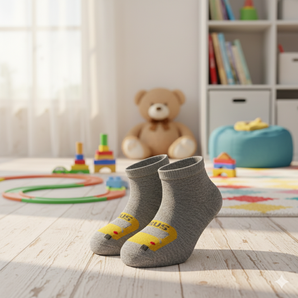 School Bus Print Ankle Boy Socks