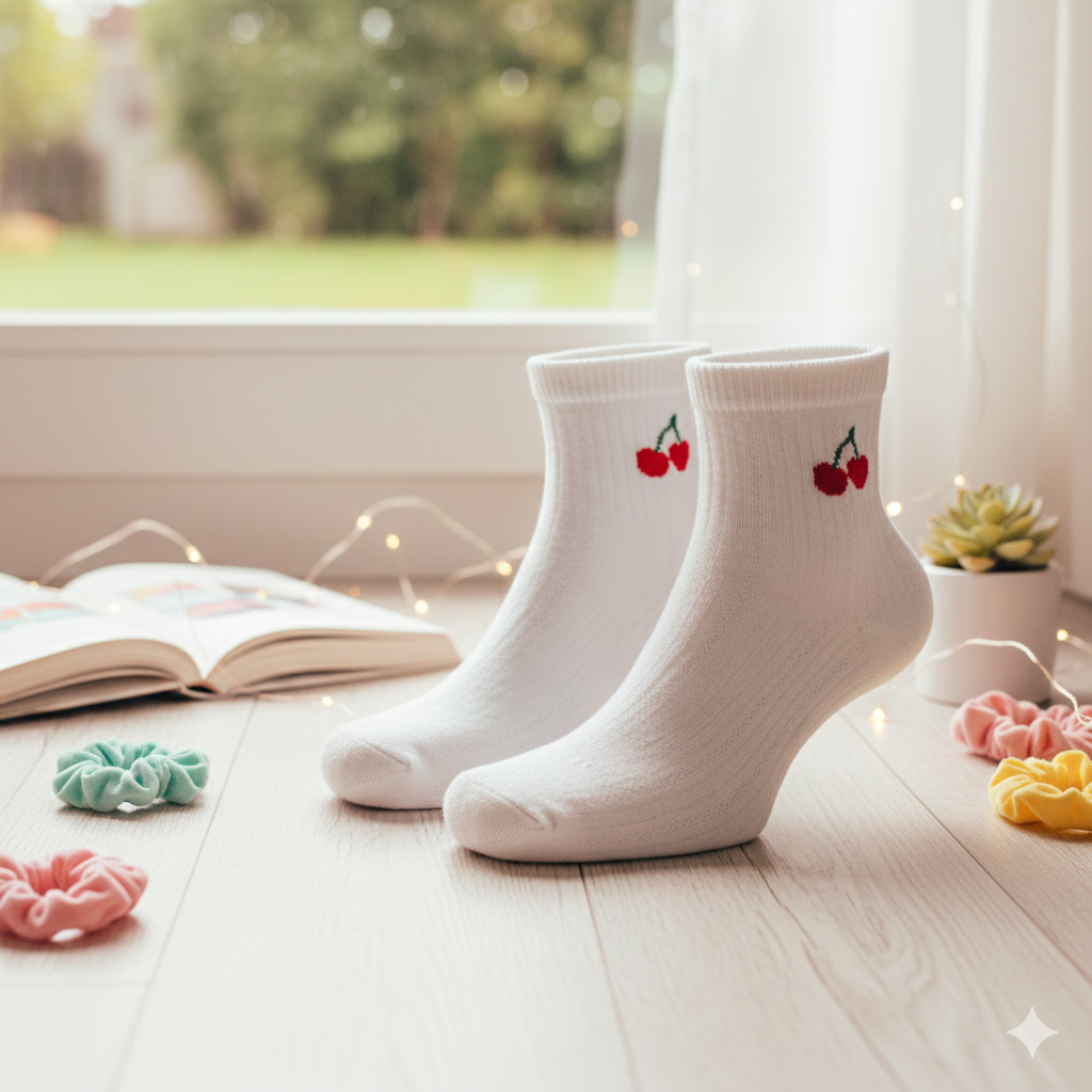 Cherry Print Ankle Women Socks