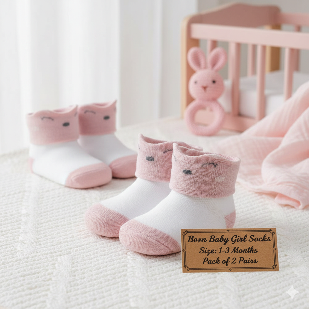 Cute Kitty Face Baby Socks for Girls