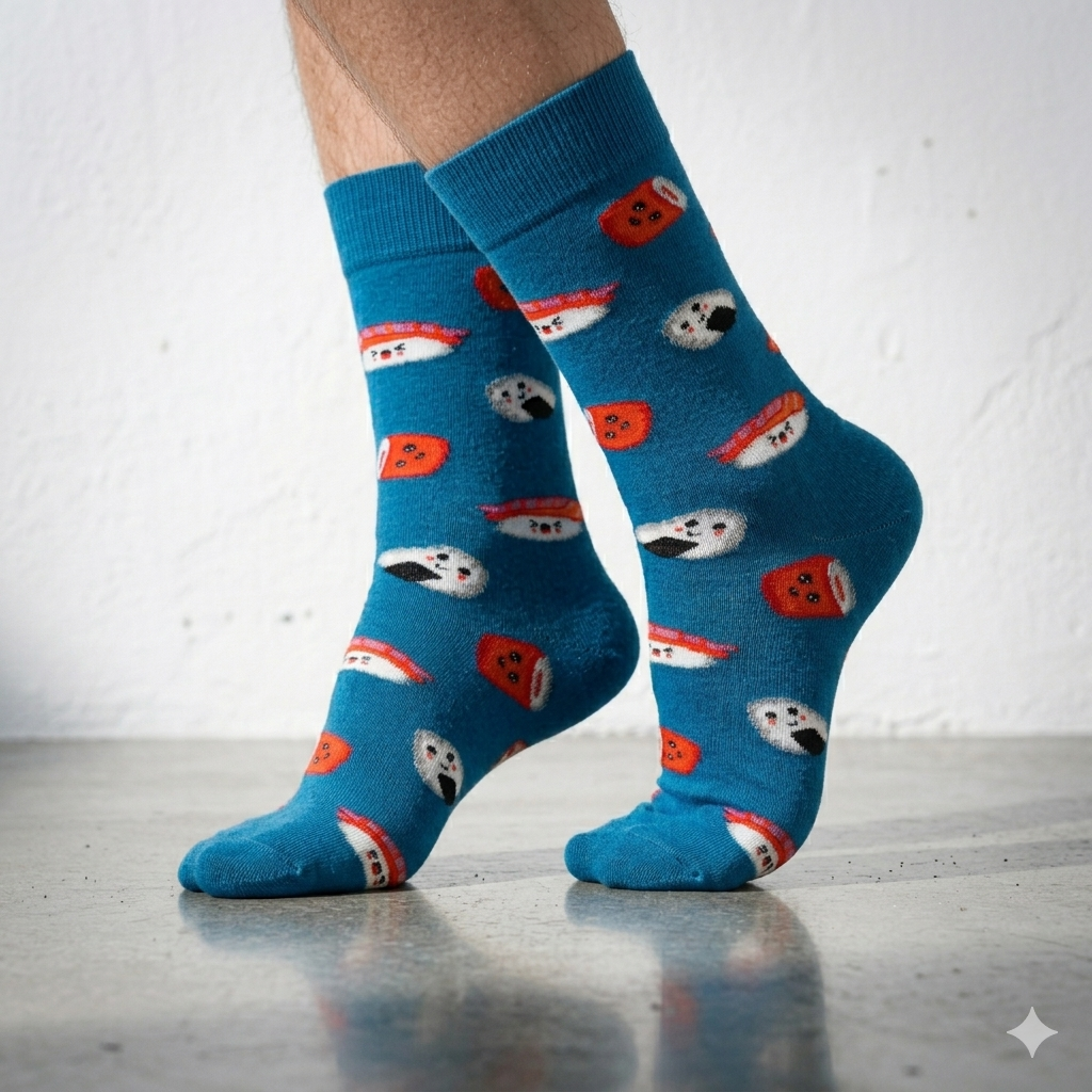 Premium Sushi Patterned Crew Socks