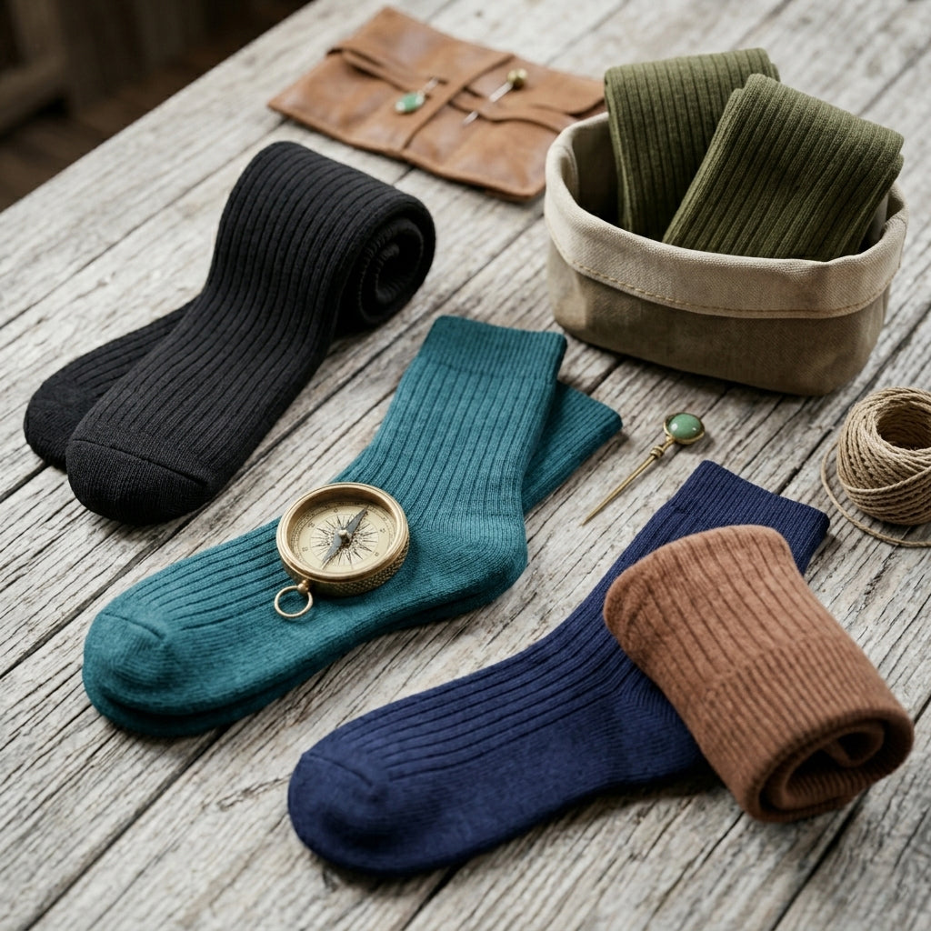 Men Classic Ribbed Crew Socks
