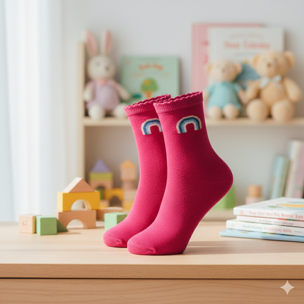 Girls’ Vibrant Rainbow Crew Socks