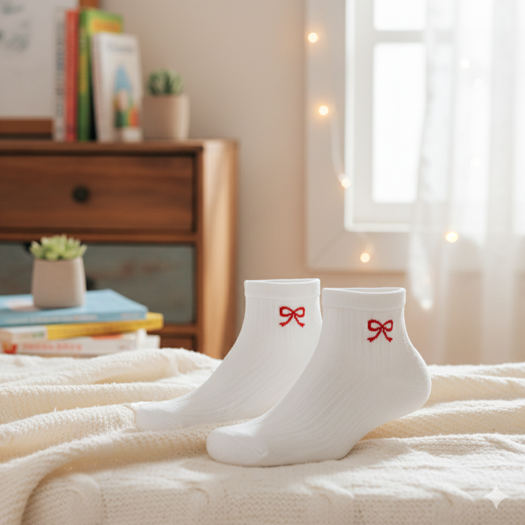 Ribbon Quarter Socks for Women