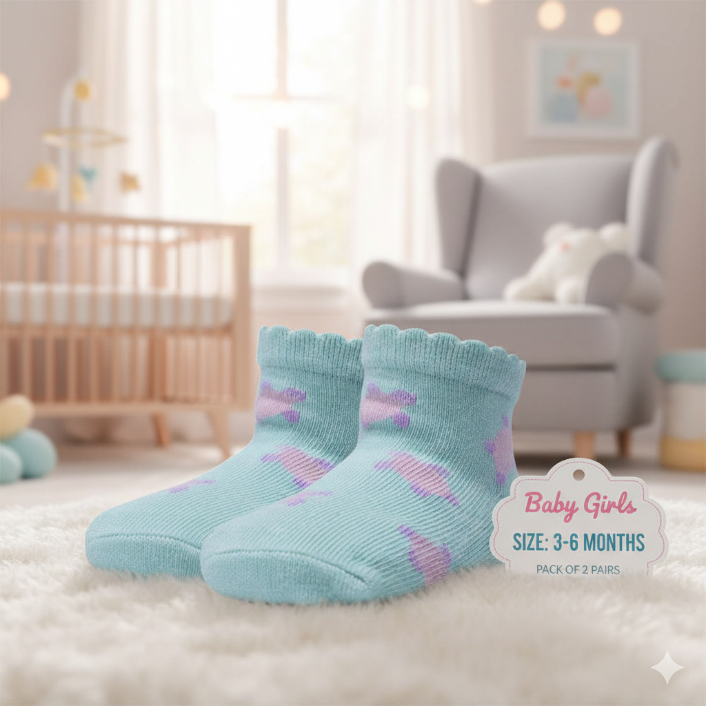 Aqua Turtle Baby Girl Socks