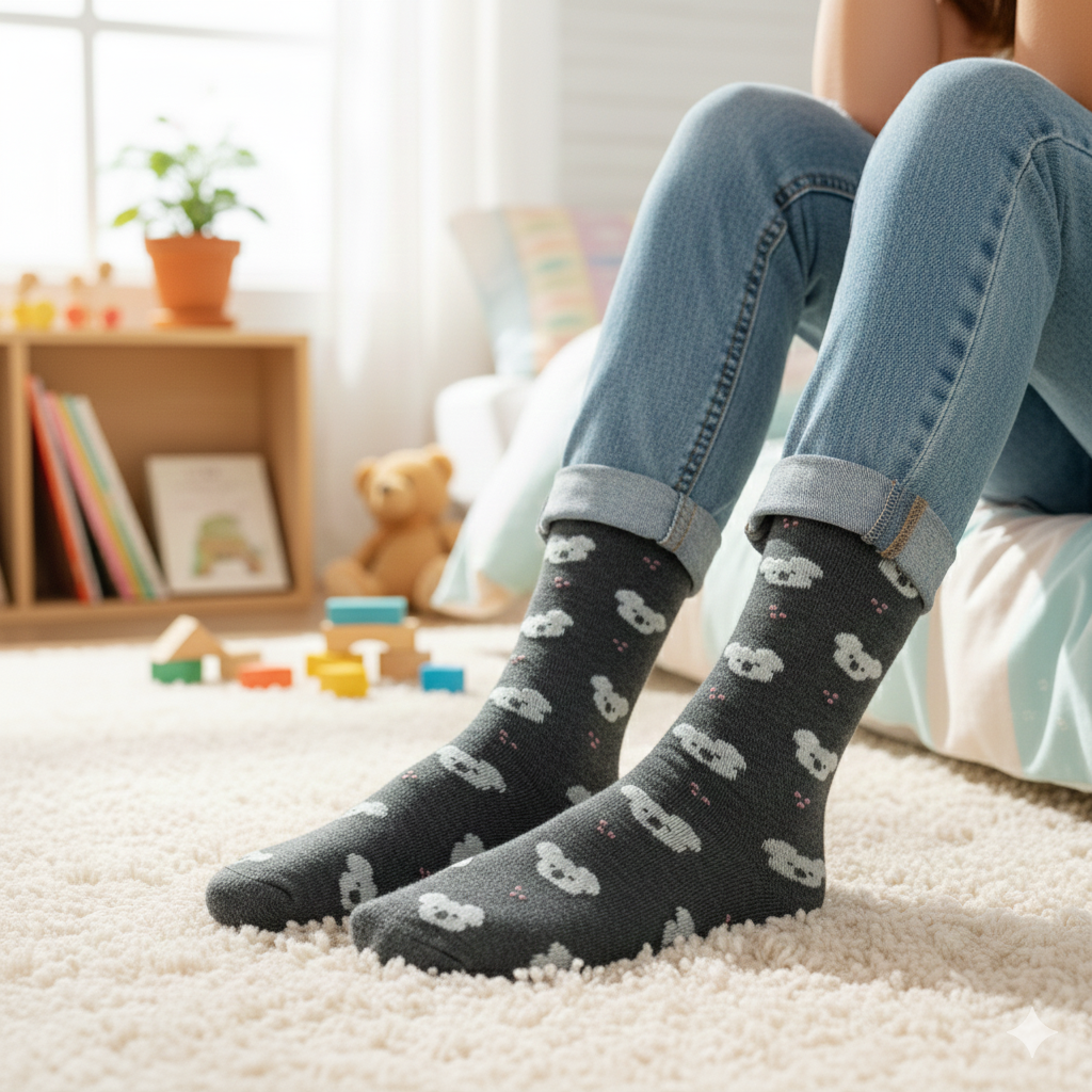 Koala Print Crew Socks for Girls