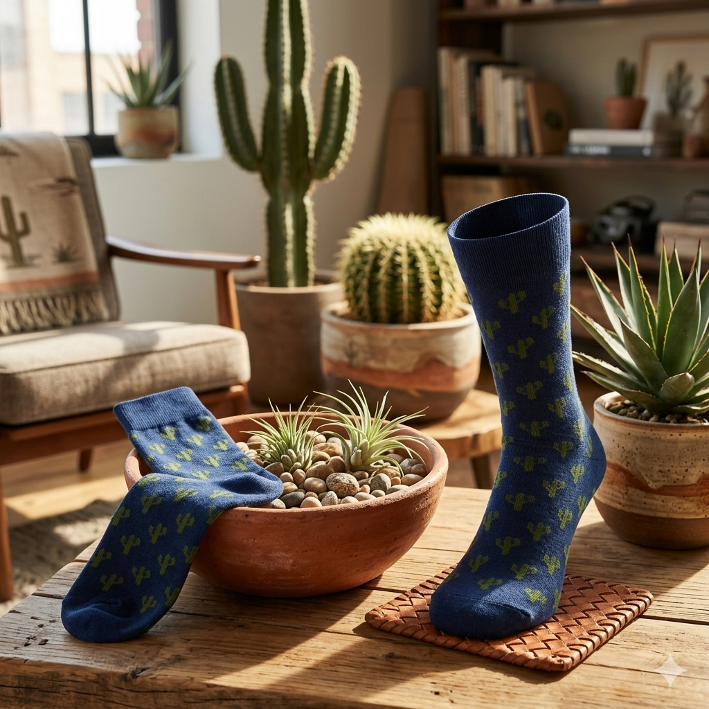 Cactus Print Crew Socks