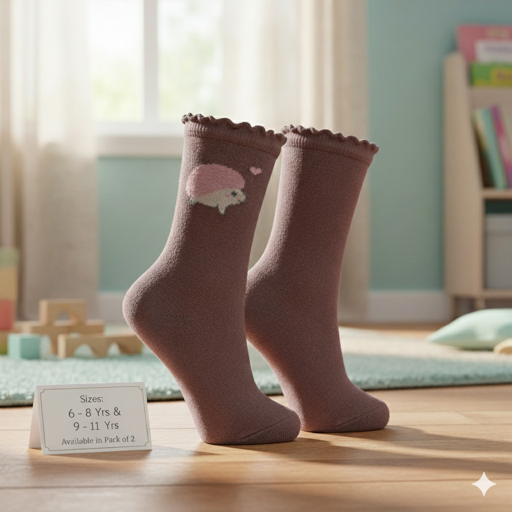 Cute Hedgehog Design Socks for Girls